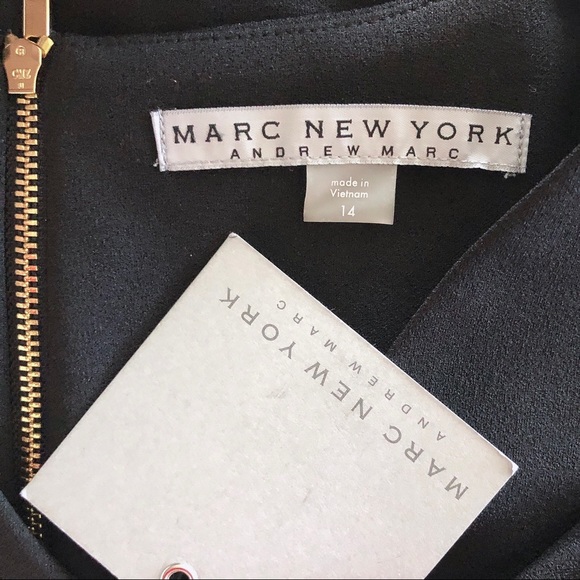 Andrew Marc Dress Black Seamed Sleeveless Fit & Flare Career Size 14 New w/Tag - Picture 10 of 11